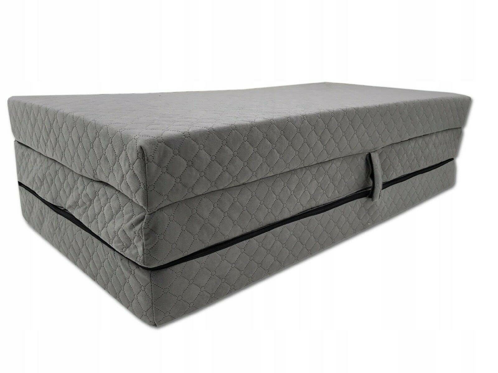 Odolplusz Składany materac klasy premium, dla gości, wyprodukowano w UE, 200 x 120 x 10 cm, może być stosowany jako materac, łóżko dla gości (kolor szary)