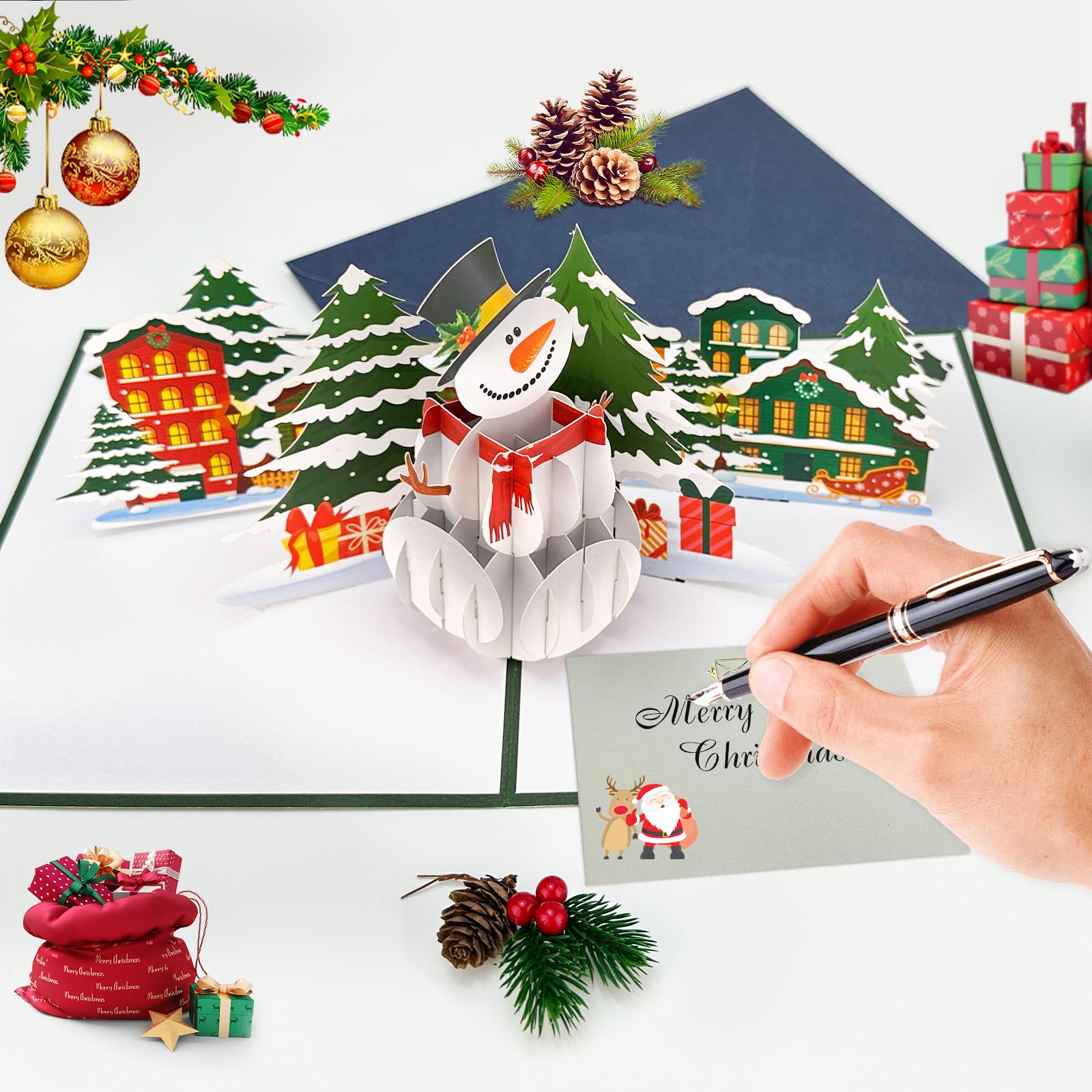Biglietto Auguri Natale Buon Natale A Te E Alla Tua Famiglia Biglietto Di Auguri Sfondo Copertina Banner Pupazzo Di Neve | Vettore Premium Biglietto Con Busta Incluso