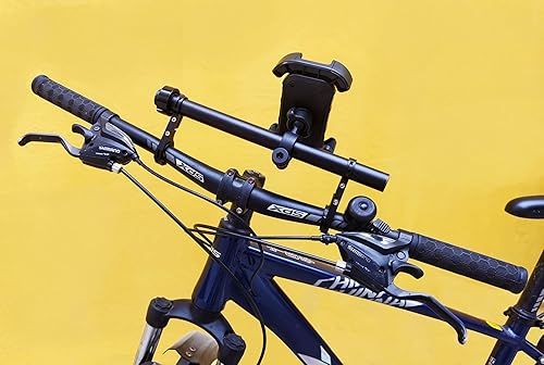 Miniatura 5 de Extensor de manillar de bicicleta con soporte para teléfono, barra de extensión de aluminio de 11.9 pulgadas, se adapta a barras de 18 a 1.339 in,