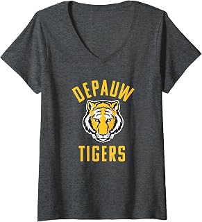 Womens DePauw University Tigers Large V-Neck T-Shirt