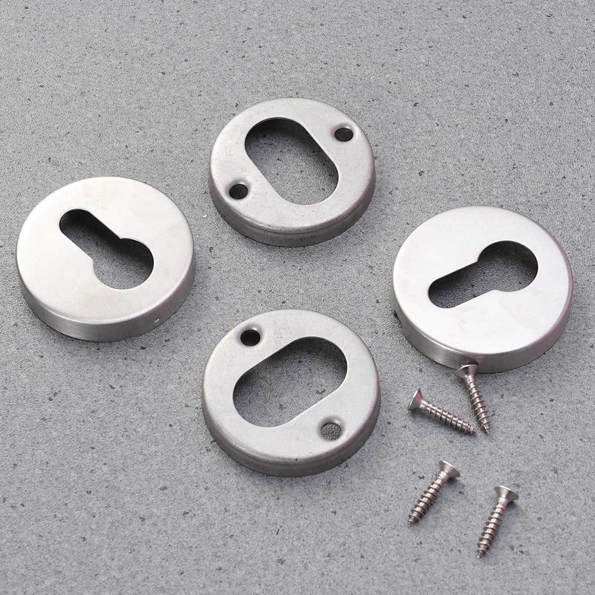 Stainless Steel Door Lock Escutcheon Pair with Screws Brushed