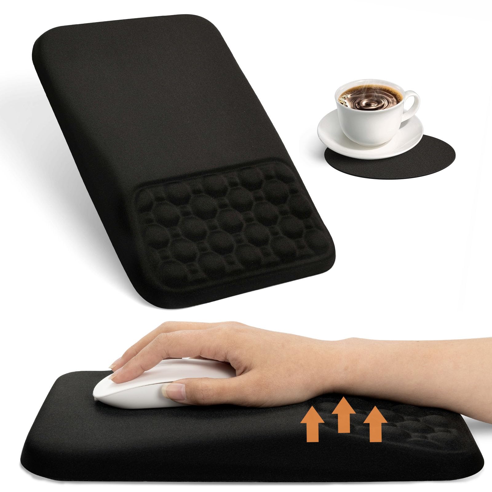 Ospelelf Mouse Pad with Wrist Rest Black Ergonomic Comfortable Pain Relief Mousepad Wrist Support for Laptop Computer