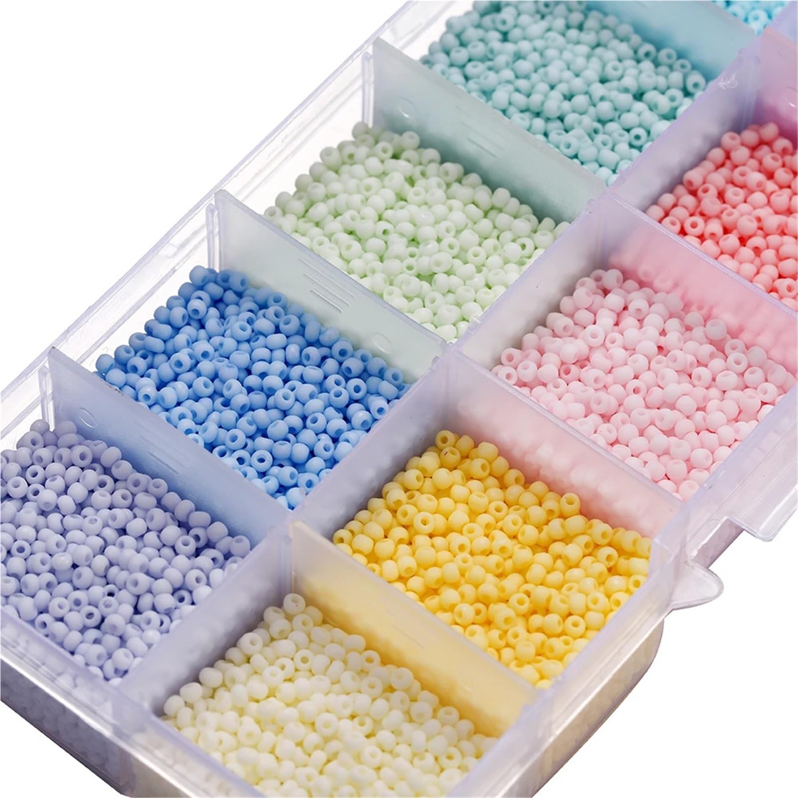 Perlen-Sets zur Schmuckherstellung in 10–24 Farben, 2/3 mm, bunte Glasperlen for Mädchen, Armbänder, Halsketten, DIY-Set Perlen für Armbänder(24grids-2mm 01)