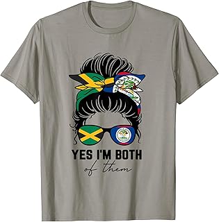 Half Jamaican Half Belizean Girl Jamaica Belize Flag T-Shirt
