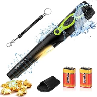 POVO Metal Detector PinPointer IP68 Impermeabile Fino a 10 Metri con 2 Batterie Strumento di Caccia al Tesoro Oro Pinpoint Sensibilità Migliorata per Bambini Adulti (Nero e Verde)
