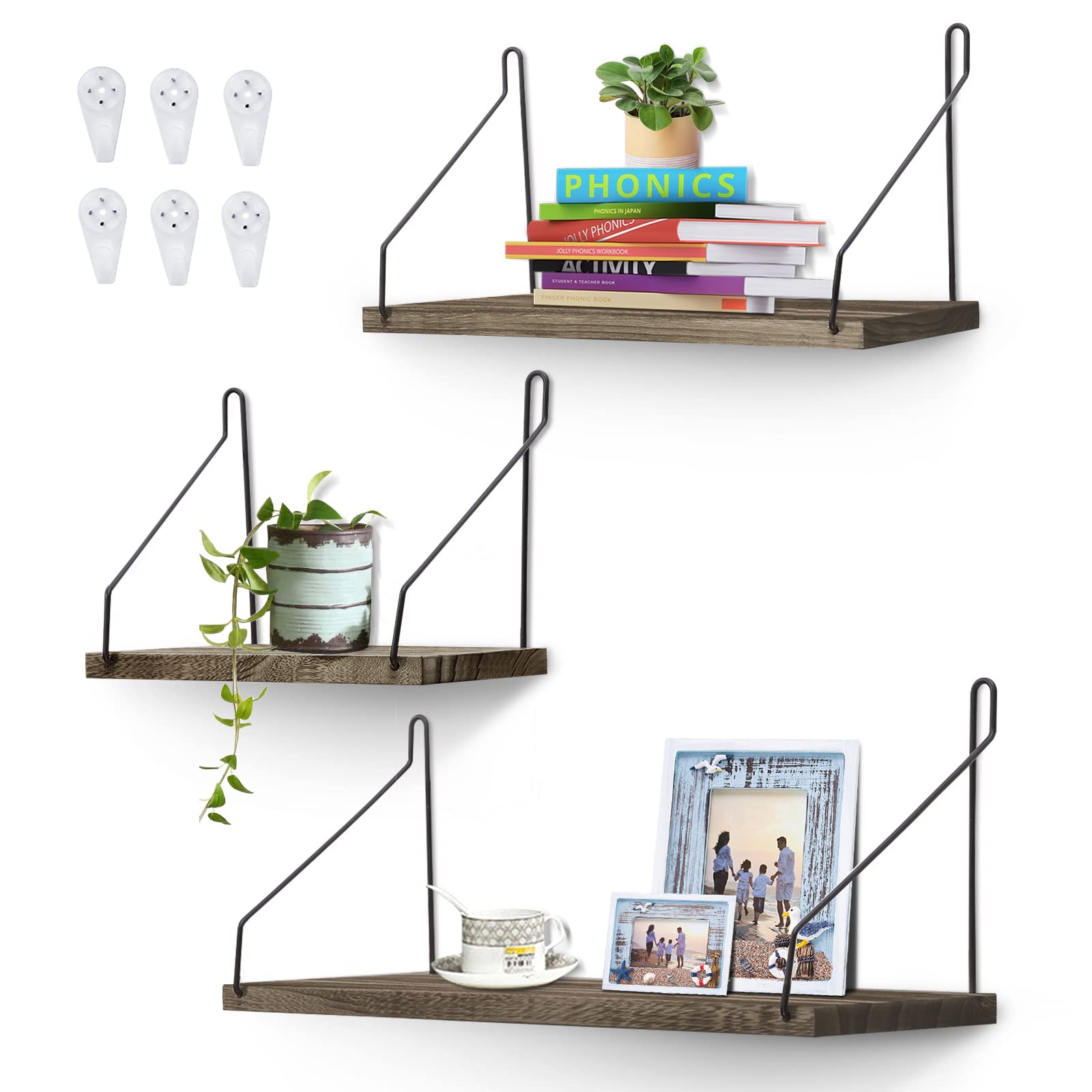 Buy Hoofaway Floating Shelves Wall ed, Set of 3 Rustic Wood Wall