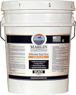 100% Silicone Roof Sealant - Self Leveling - Complete Waterproofing - Easy One Coat Application - Designed for Your RV, Camper, Trailer, Commercial Building… (5 Gallon, Black)