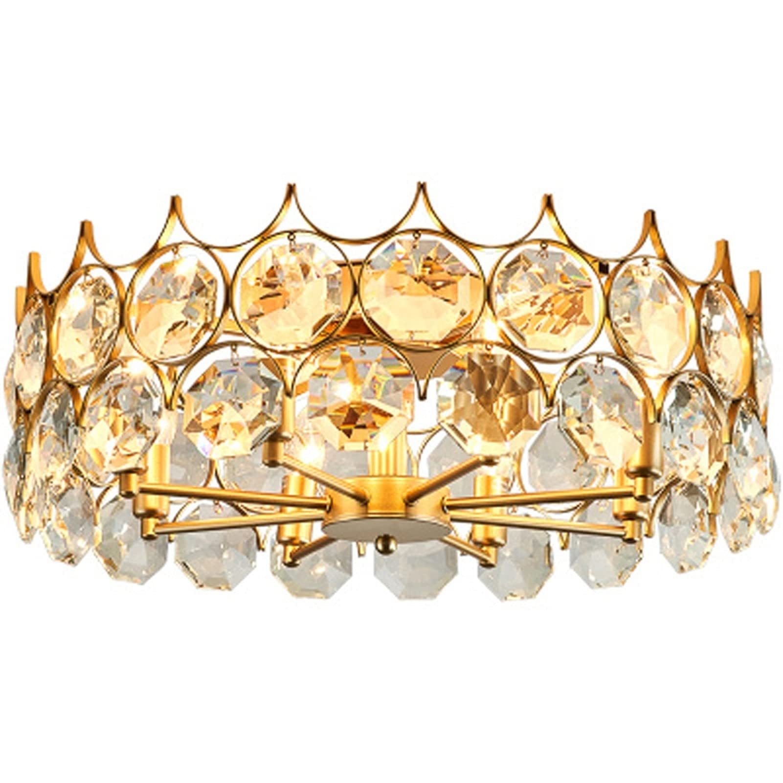 Lampa sufitowa Eleganckie wzory Crystal Sufit Light, White Living Room Lampa sufitowa do kuchni, sypialni, salonu, okrągły światła Oświetlenie sufitowe
