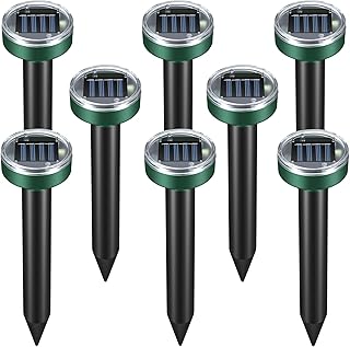 Mole Repellent for Lawns 8 PCS Ultrasonic Gopher Repellent Solar Powered for Garden,Yard - Waterproof Sonic Mole Spike for Snake,Chipmunk