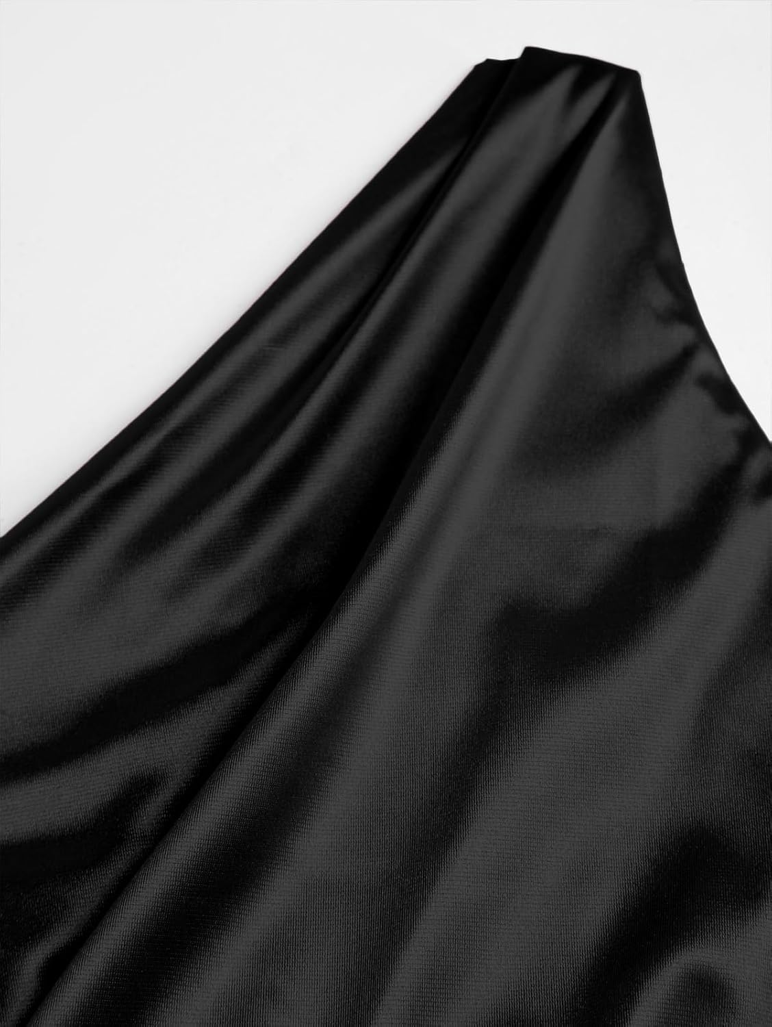 Women’s Satin One-Shoulder Ruched High Slit Elegant Bodycon Maxi Evening Prom Gown Sexy Formal Dress - Image 8