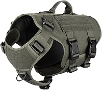 Vista 14 de ICEFANG GN3 - Arnés táctico para perros con 6 hebillas, chaleco Molle para perro con asa, cobertura de 3/4 del cuerpo, panel de gancho y bucle