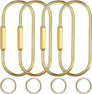 Gold Brass Key Rings, Carabiner Clip for Labubu Lock Keychain, Screw Lock Keys Organizer, Purse Bag Accessories Charms