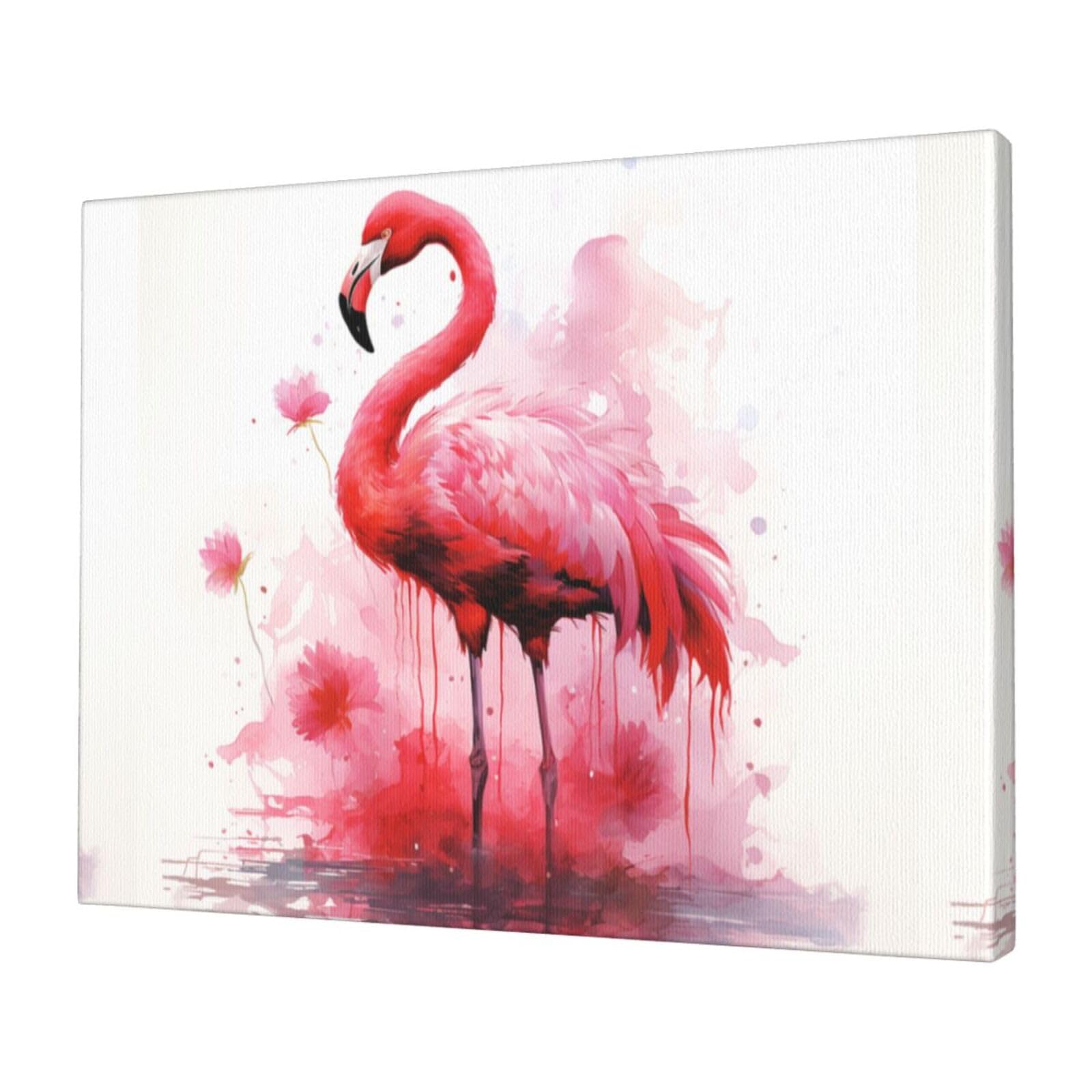 KLOPH Flamingo watercolor Canvas Wall Art for Living Room 12"x16" Modern Artwork Painting for Bathroom Hanging Canvas Prints Aesthetic Wallart for Bedroom Kitchen Office Wall Decor