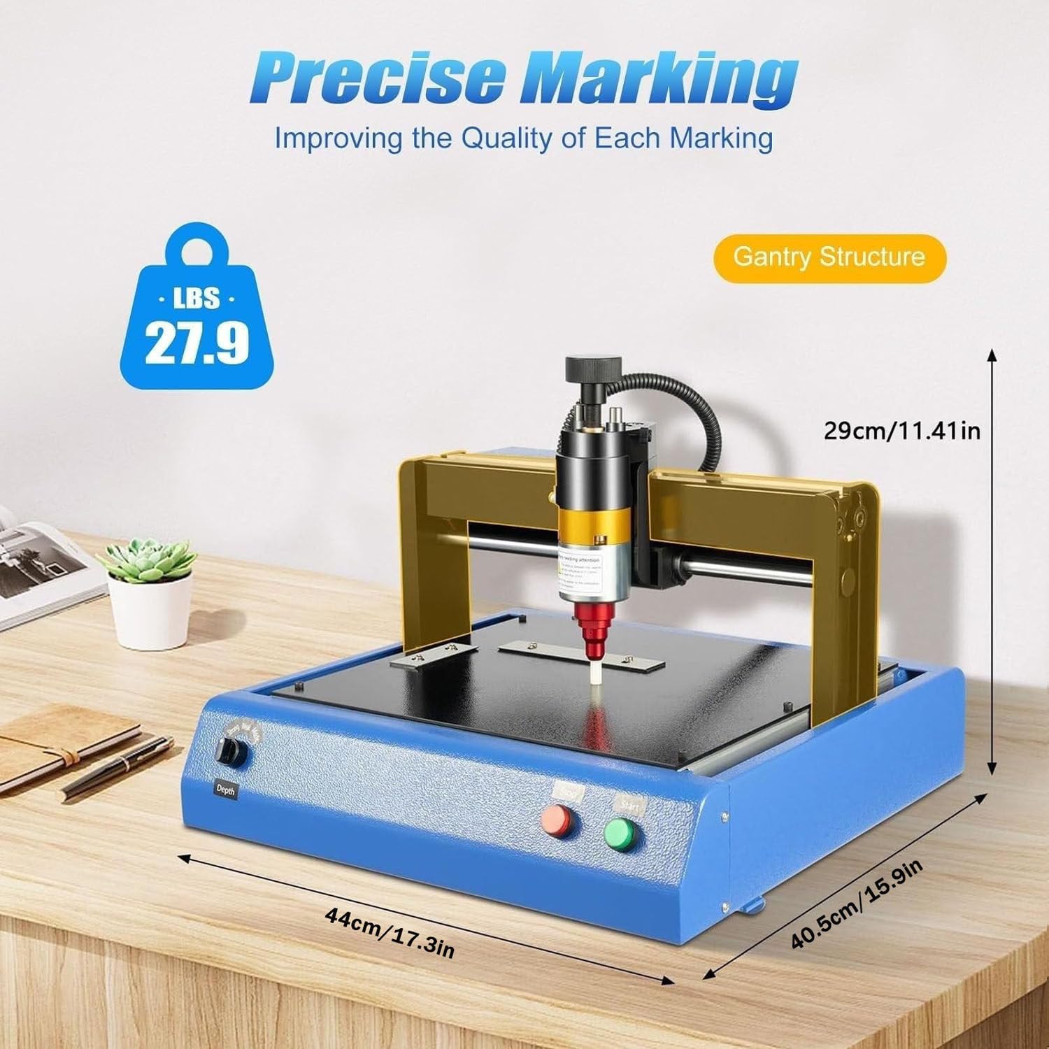 Elektrische Markierungsmaschine, 400 W Metallgravierer, Punkt-Pen-Präger, kompatibel mit Windows 10, 8, 7, Markierungen feste Zeichen, Seriennummern, Datum, 200 x 150 mm