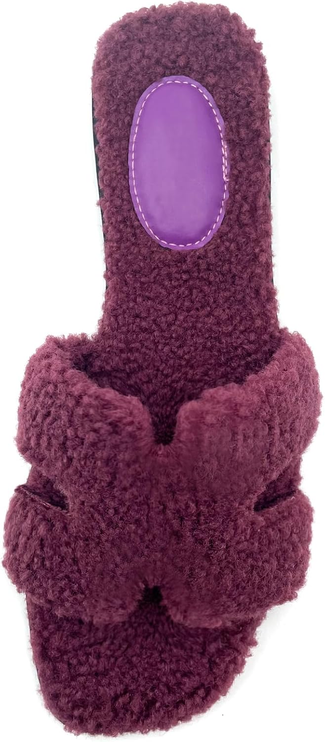 Women's Furry Slippers - Versatile Indoor/Outdoor Slippers with Plush Cotton Upper and Soft Sole - Perfect for Parties, Gatherings, Casual Wear, Vacations, and Beach Days