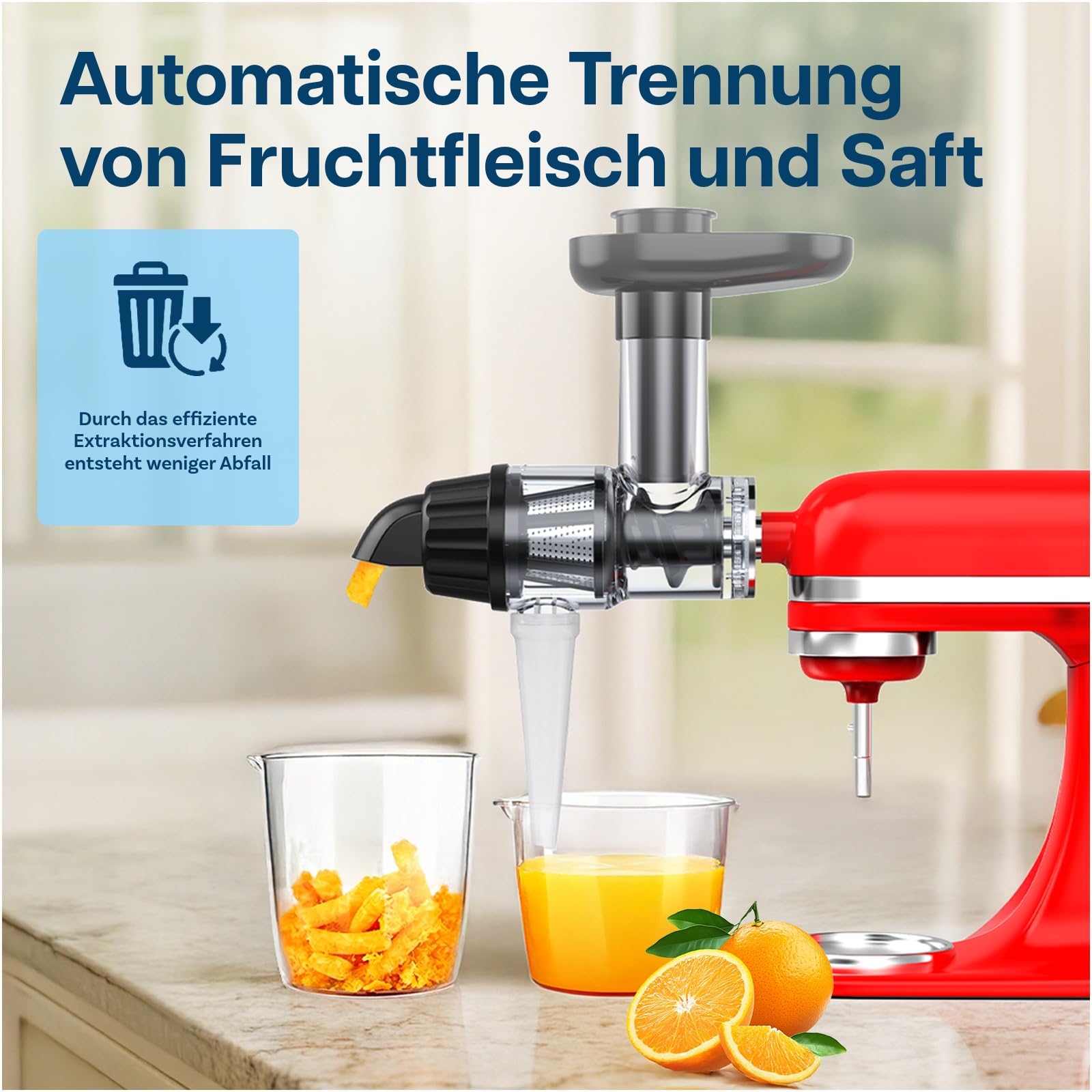 Entsafter Aufsatz für KitchenAid Standmixer von MMOBIEL – Slow Juicer Kaltentsafter & Frucht- und Gemüsesiebe – Inklusive Lebensmittelstopfer & Reinigungsbürste