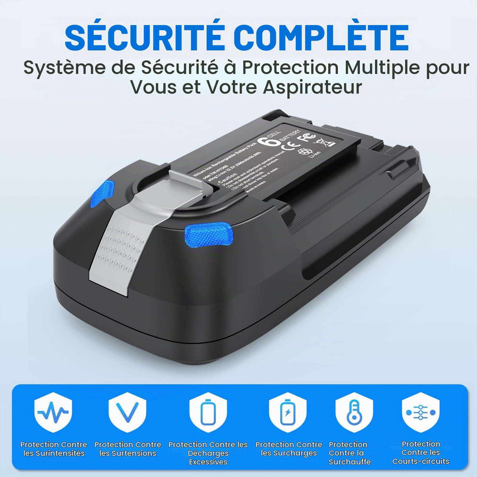 ASUNCELL Batterie lithium-ion 22,2 V 3,5 Ah compatible avec aspirateur sans fil Rowenta X-Force 8.60 RH96/TY96/EO96 - série ZR009700 Batterie de rechange
