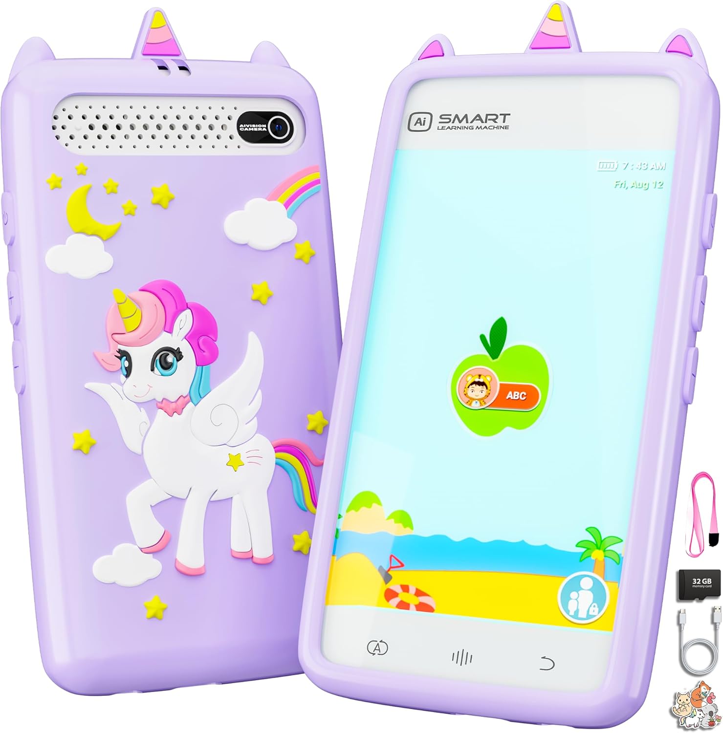 Kids Smart Phone for Girls – 3.97" Touchscreen Phone with HD Camera, Built-in Learning Games, MP3 Music Player & 32GB Memory Card – Educational Learning Device and Fun Gift for Boys Ages 3–10