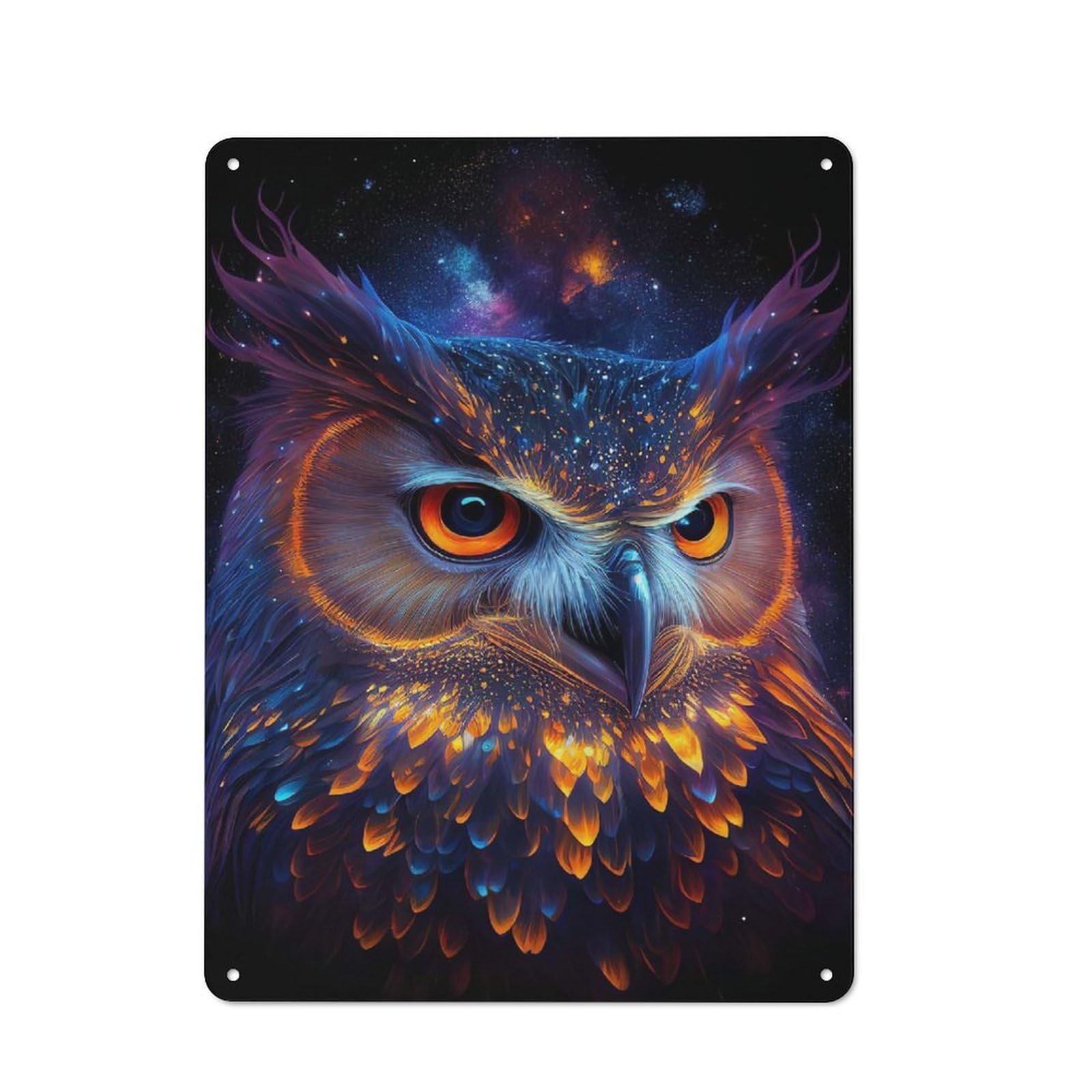 Nebula Owl V5 Metal Tin Sign, Small Wall Accent for Small Toilet, Washroom And Hallway, 40x30cm