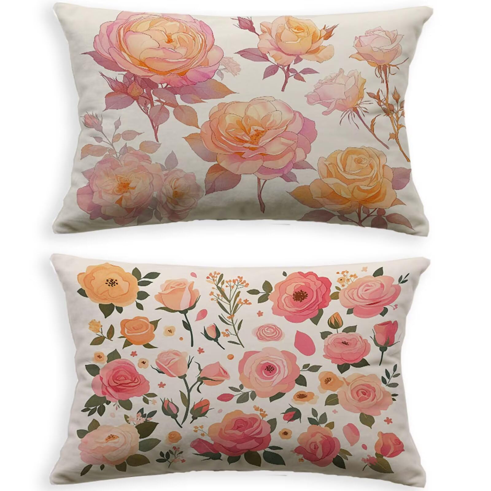 Taie oreiller 80x100cm rectanulaire velours housse de coussin rose crème grand format pour canapé