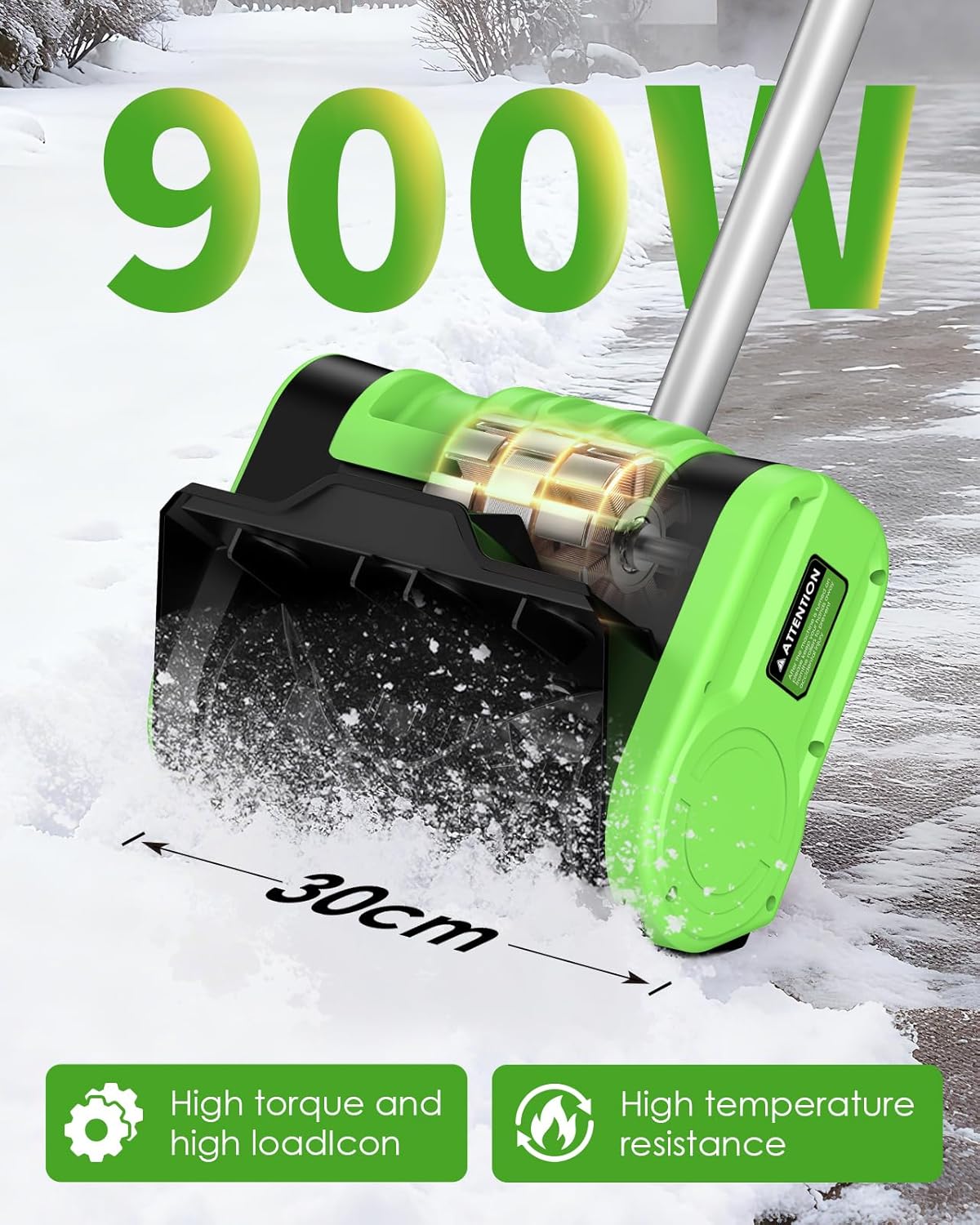 Cordless Snow Shovel, 900W 20V 4Ah Battery Electric Snow Thrower Cordless Snow Blower 300lb/min Snow Removal, 17FT Throw Distance, 12lb Lightweight for Driveway/Steps/Patio/Sidewalk