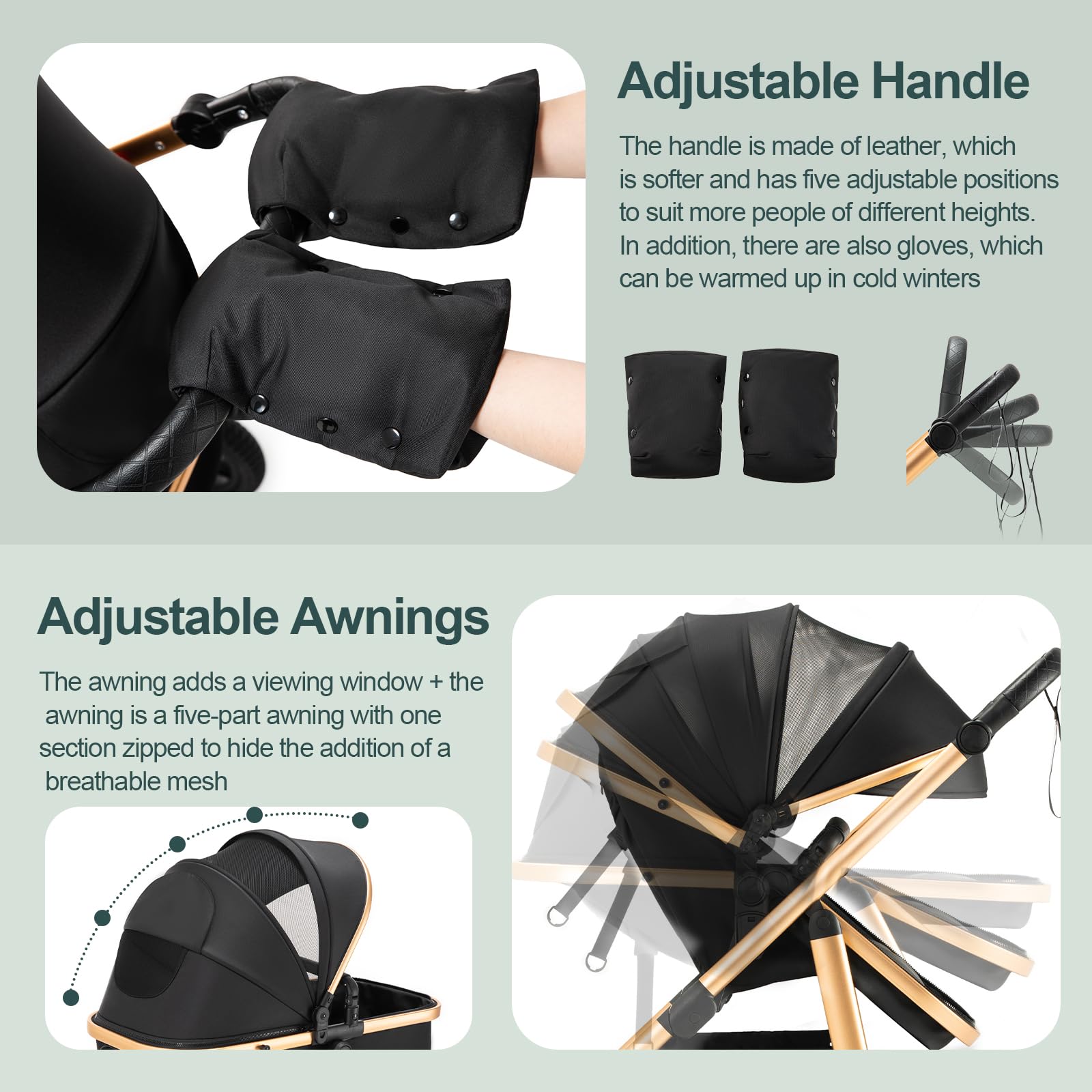 Passeggino 3 in 1,Passeggino Fronte Mamma da Viaggio con Manico Regolabile,Passeggini e Carrozzine Convertibili, Per 22 kg, 0-4 Anni(Beige)