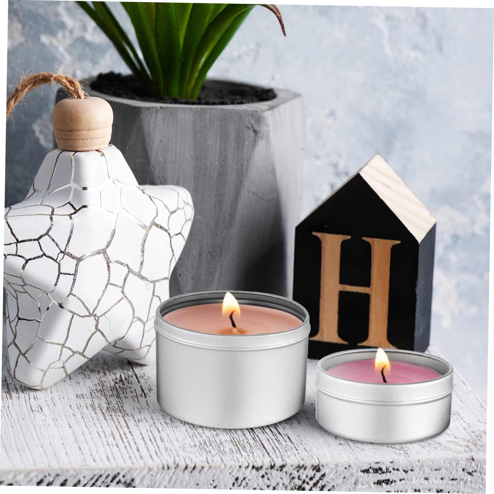 Anneome Barattoli Candele in Lega di Alluminio Stoppini in Cotone per Creazione Candele Fai da Te 12 Pz