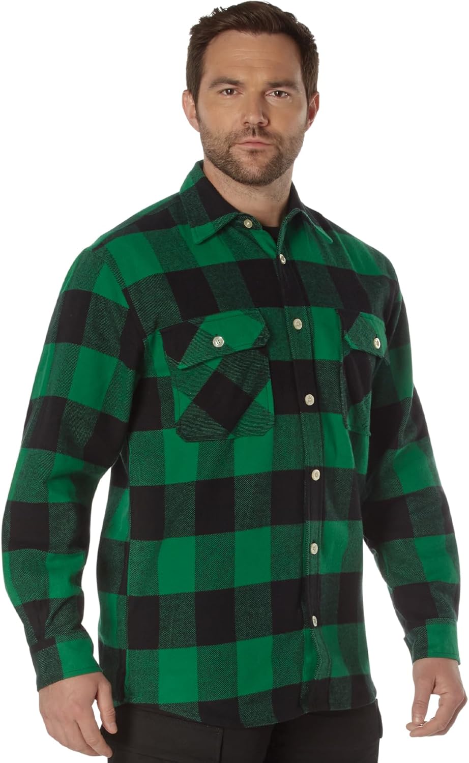 Rothco Buffalo Plaid Flannel Long Sleeve Shirt – Casual Button-Down with Heavyweight 8-oz Cotton Material