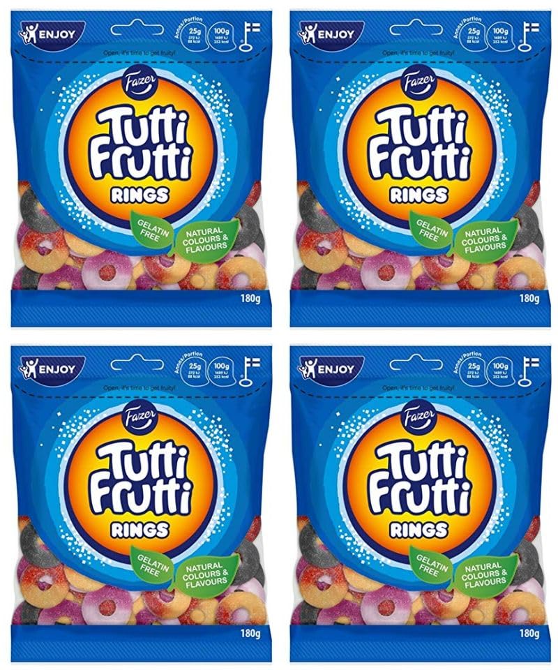 Fazer Tutti Frutti Rings Gummy 4 Packs of 180g