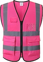 Vista 12 de Chaleco de seguridad reflectante para hombres y mujeres, chaleco de construcción que cumple con el estándar ANSI/ISEA