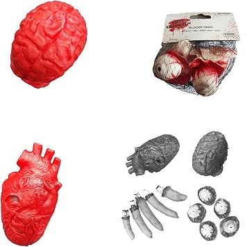 Artificial Organ Models Fake Heart Eye Finger Halloween Scary Decor Prank Props Cerebrum And Heart Set