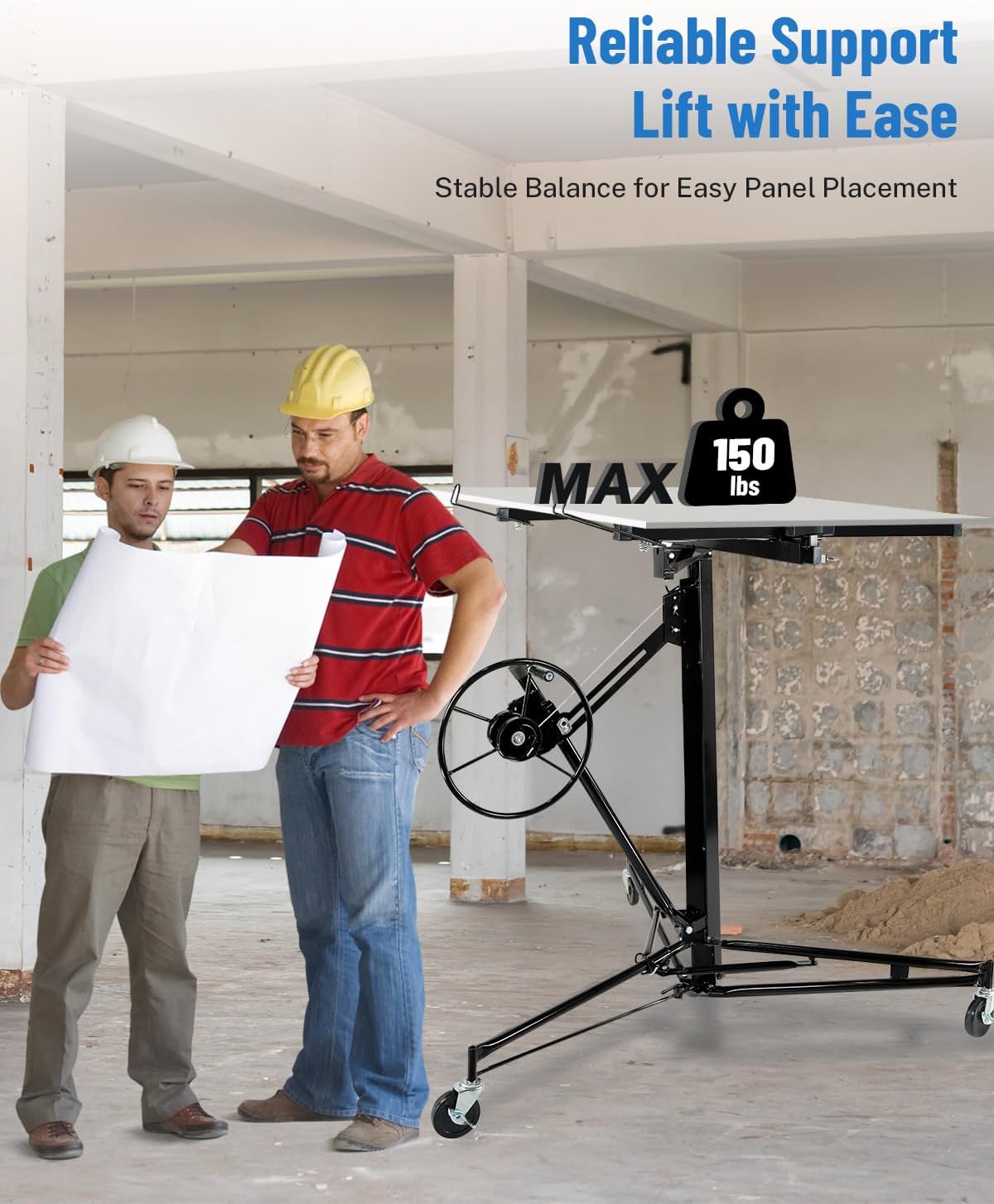 11 FT Drywall Lift Jack, 150LB Capacity Drywall Hoist