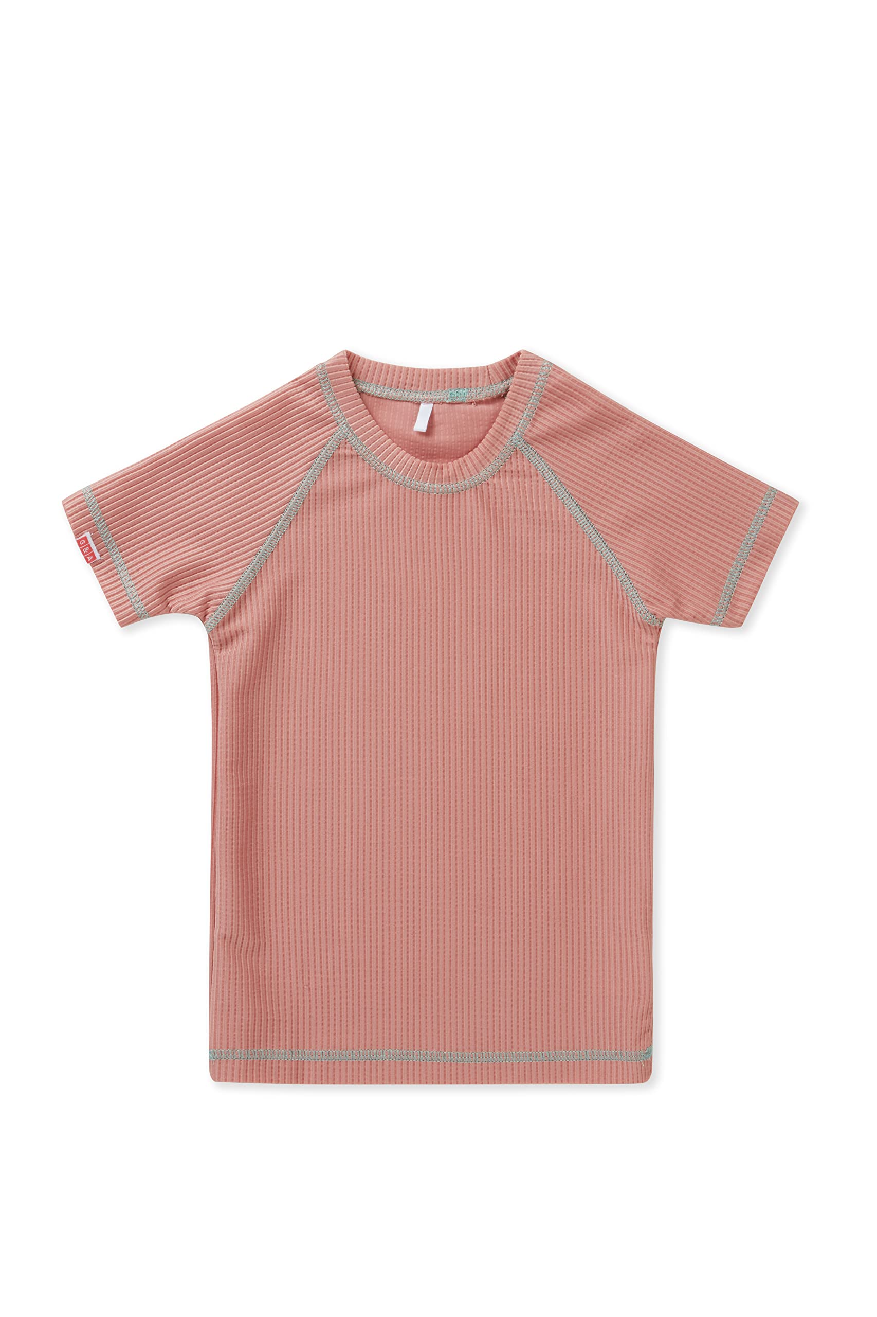 Grass & Air pistachio green ribbed short sleeve rash vest for babies, toddlers, and kids (3/4 years)