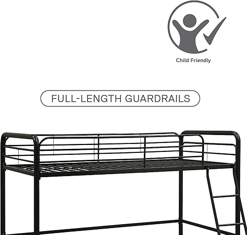 Miniatura 7 de DHP Junior - Estructura de cama alta con escalerilla para ahorrar espacio Metal Negro