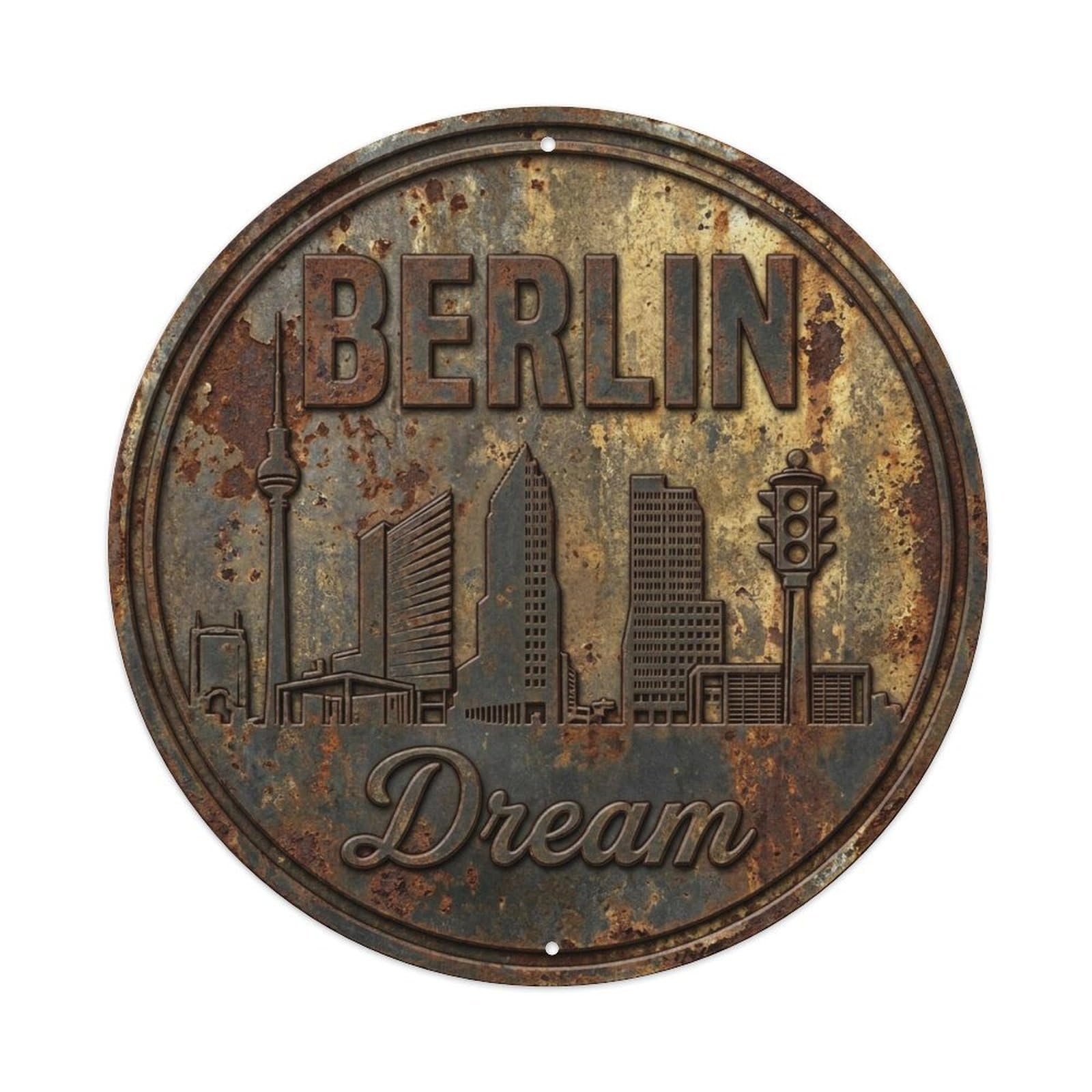 Vintage Travel Berlin Germany Heart Metal Tin Sign