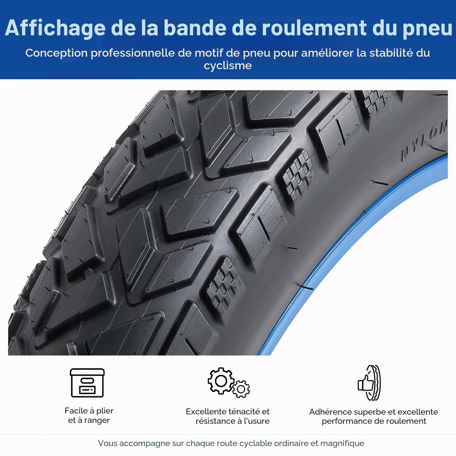20x4.0 Fat E-Bike Pneu 20 Pouces, 20x4 102-406 Pneu de vélo Pliable adapté pour 20x3.80 20x4.0 100-406 102-406 e-Bike/City/Mountain/Road Bike Bicycle Wheel Spare Wheel (Une)