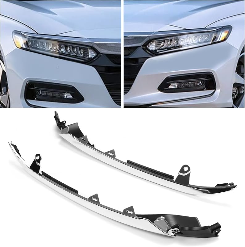 Moldura de Farol e Grade do Para-choque KUAFU Cromada para Honda Accord 2018-2019 – Par