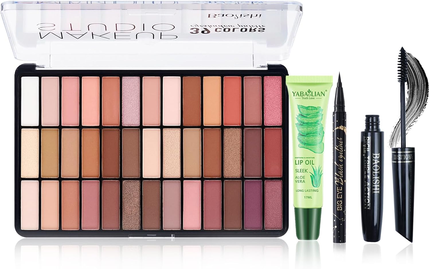 Joyee make-up cadeauset, make-upset, professionele schoonheidsmake-upset met oogschaduw, mascara, eyeliner, lipolie, draagbare cosmetische kit voor meisjes, vrouwen, dagelijks gebruik en reizen