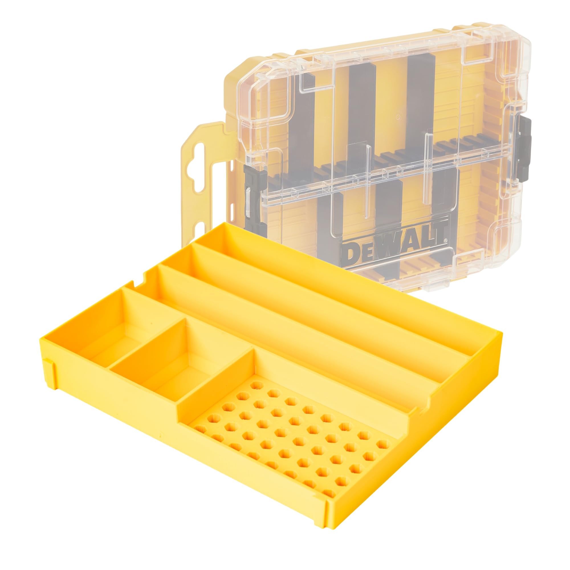 RUGGED TOOLS Insert Tray with 40 Hex Bit Holders and 5 Storage Sections Compatible with Dewalt ToughCase Medium (DWAN2190) - Yellow (40H5s)