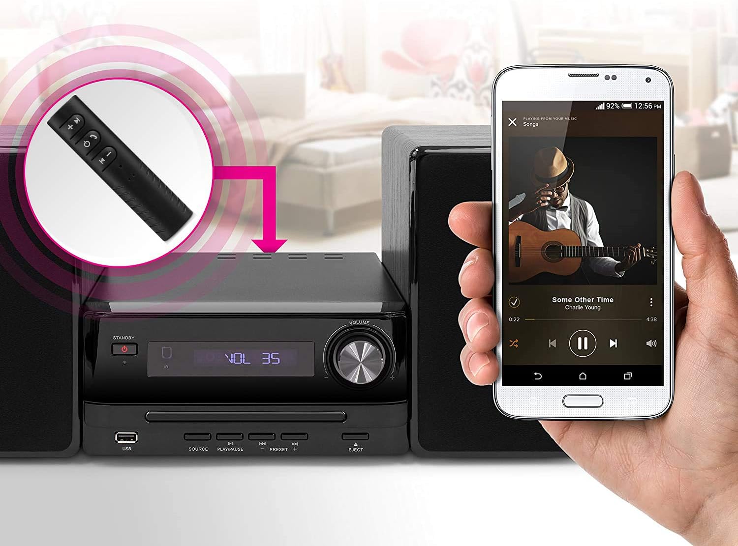 3.5 mm Plug Bluetooth Adapter for Car and Stereo with AUX-in - Wireless Music Receiver with Mic