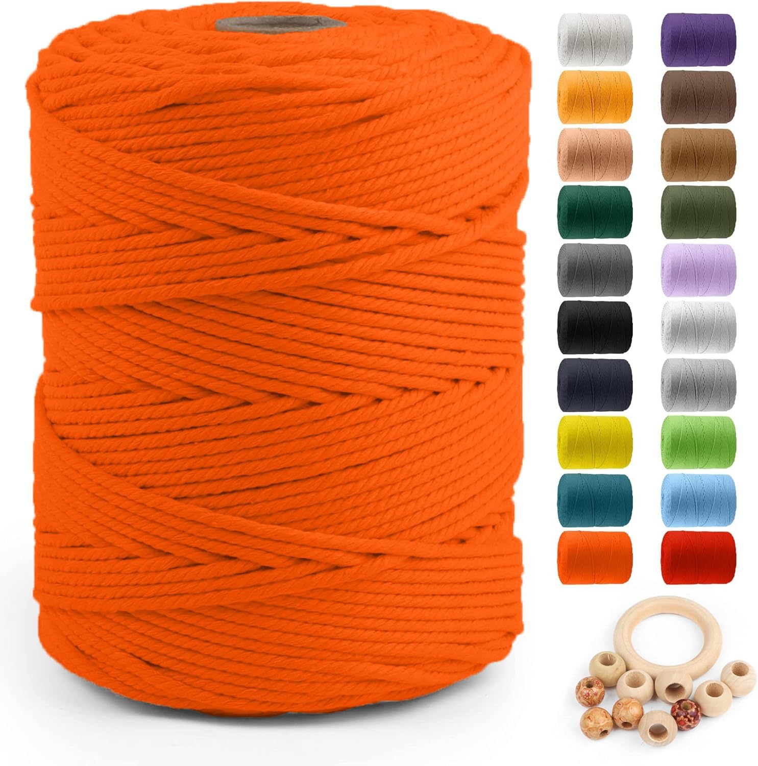ZUEXT Macrame Cord, Orange, 5mm x 328yds Cotton String Macrame Yarn