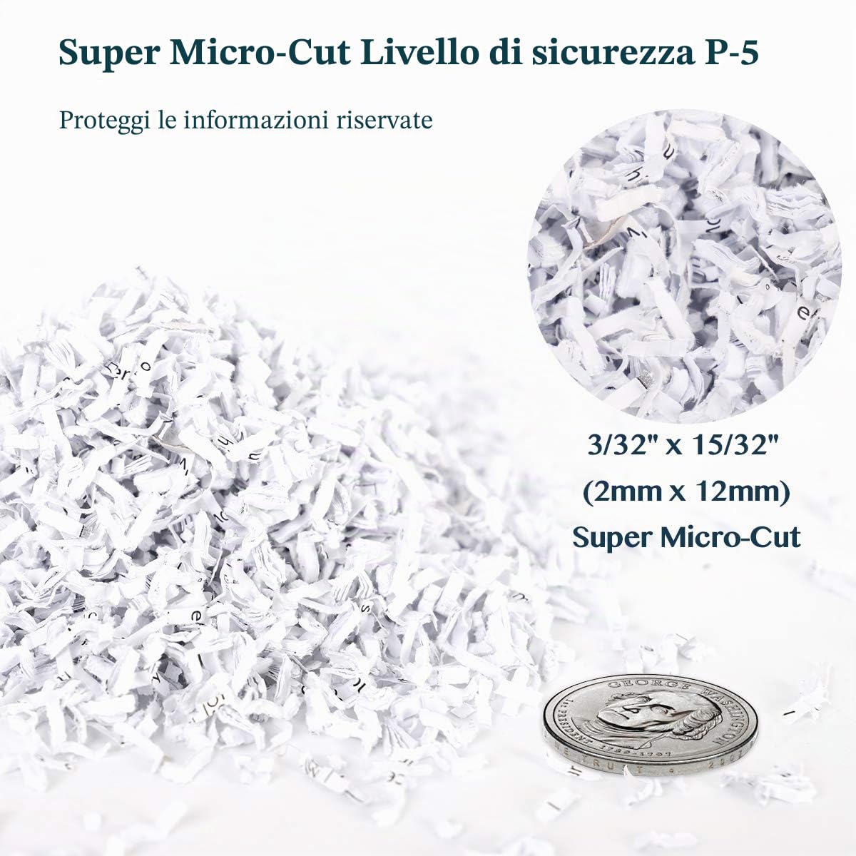 WOLVERINE SD9101 Distruggidocumenti 8 fogli P5 microtaglio alta sicurezza per carta e carte, ultrasilenzioso, contenitore estraibile 17 L (bianco)