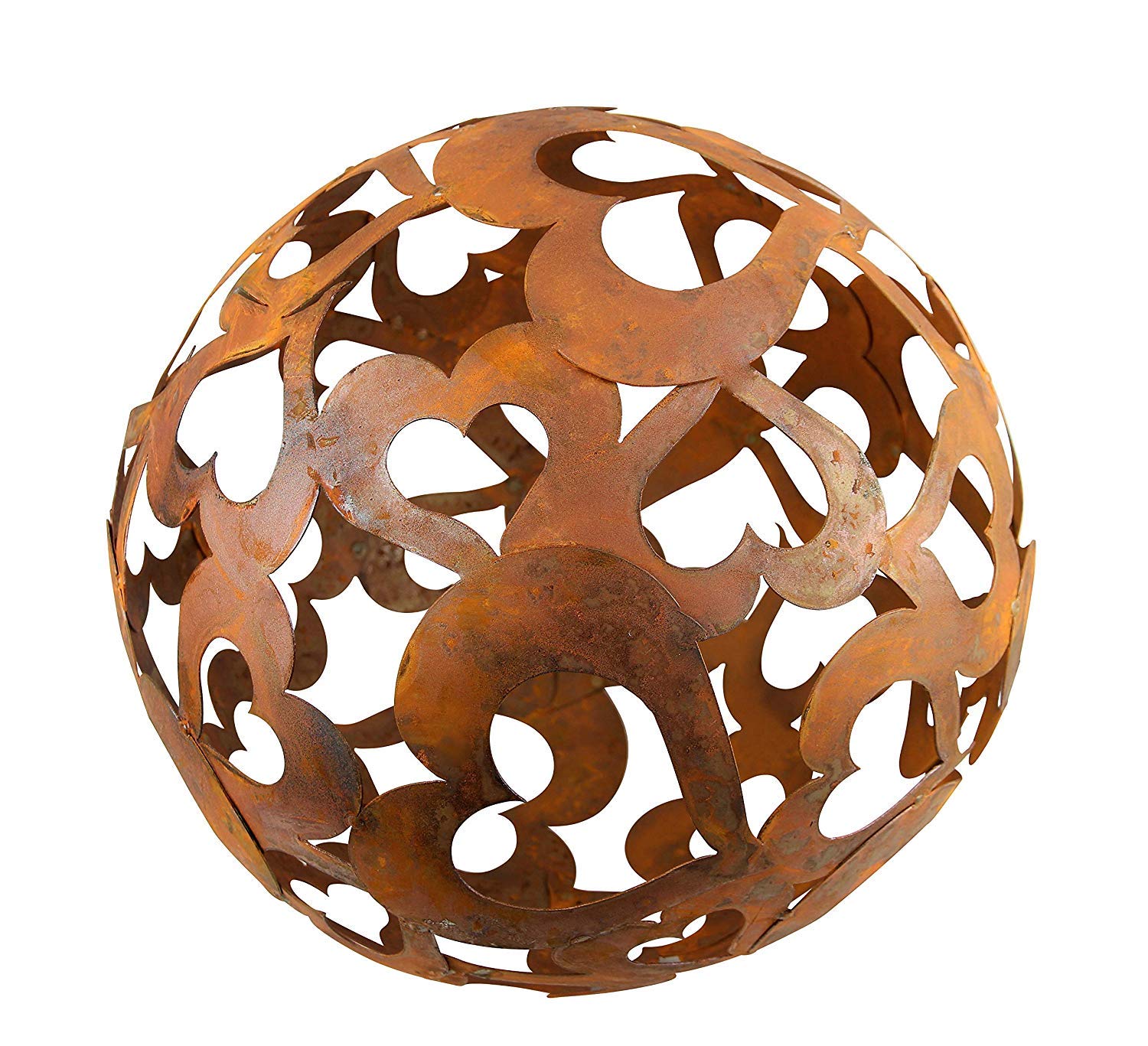 Kugel mit Herzen 40 cm Edelrost Gartendeko Wetterfest Rost Ball Herzkugel Gartenkugel Garten Dekoration Rostige