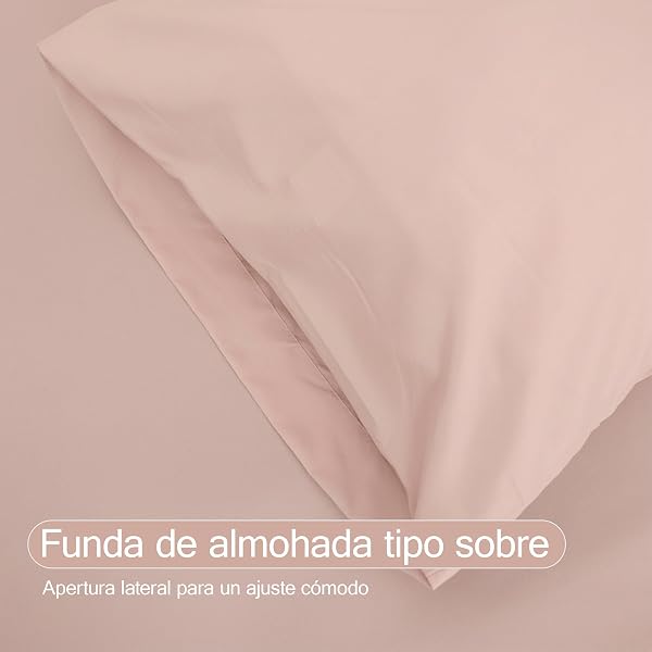H HANSEL HOME Juego de Sábanas de Microfibra Cepillada, Sábana Bajera Ajustable Altura 30 cm, Encimera y Fundas de Almohada, para Cama 135cm, 4 Piezas 135x190/200cm - Rosa Claro - 4