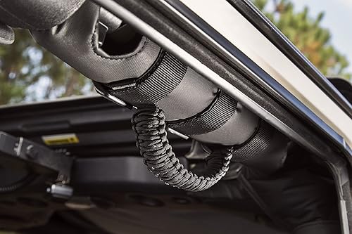 Miniatura 9 de Rugged Ridge 13505.30 Paracord - asa de cable de paracaídas (2 unidades), color negro, Roll Bar Mount, GrisNegro