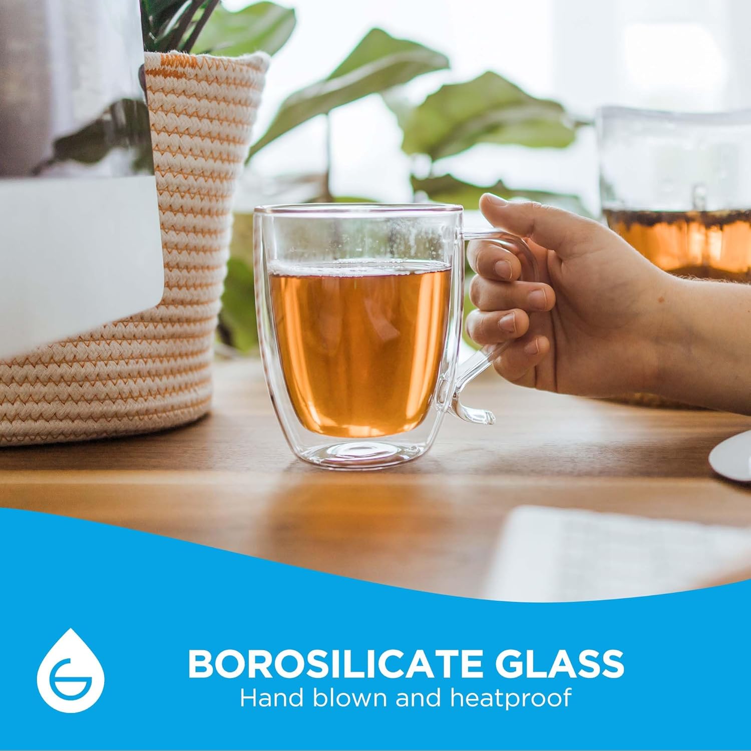 GROSCHE Cyprus 16 fl. oz Double-Wall Glass Mug | Espresso, Latte, Tea & More | Hot & Cold Beverages | Stylish & Aesthetic | Dishwasher Safe | Heatproof | Drinking Glassware