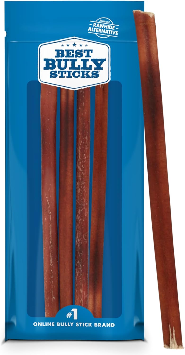Best Bully Sticks 12 Inch Bully Sticks - 8 oz (Pack of 1) - Natural Grass-Fed, Grain and Rawhide Free, Perfect for Medium or Large Canines