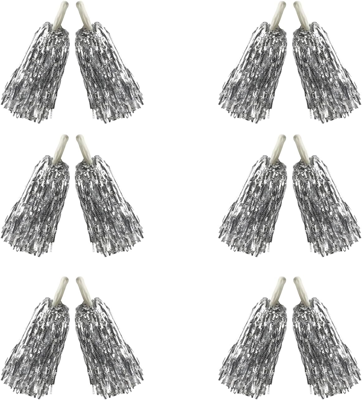 AOPANDA 12個パック シルバープラスチックチアリーディングポンポン、スポーツダンスチアプラスチックポンポン ルーター、応援チ