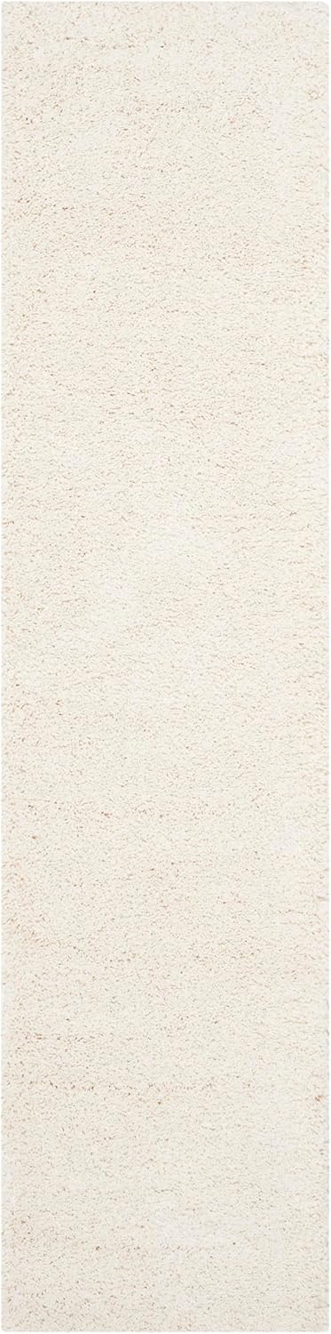 SAFAVIEH Milan Shag Collection Runner Rug - 2' x 22', Ivory, Solid Design, Non-Shedding & Easy to Clean, Plush Thick Pile, Ideal for Hallway, Foyer, Bedroom (SG180-1212)