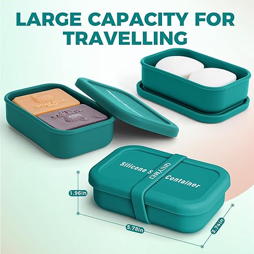 Miniatura 3 de Recipiente de jabón de viaje de silicona, funda de jabón de viaje mejorada a prueba de fugas con capa de drenaje, soporte portátil para jabón de